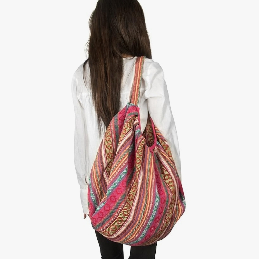 Tribe Azure 100% Cotton Shoulder Bohemian Banana Tote, Market Bag! - Picture 5 of 14